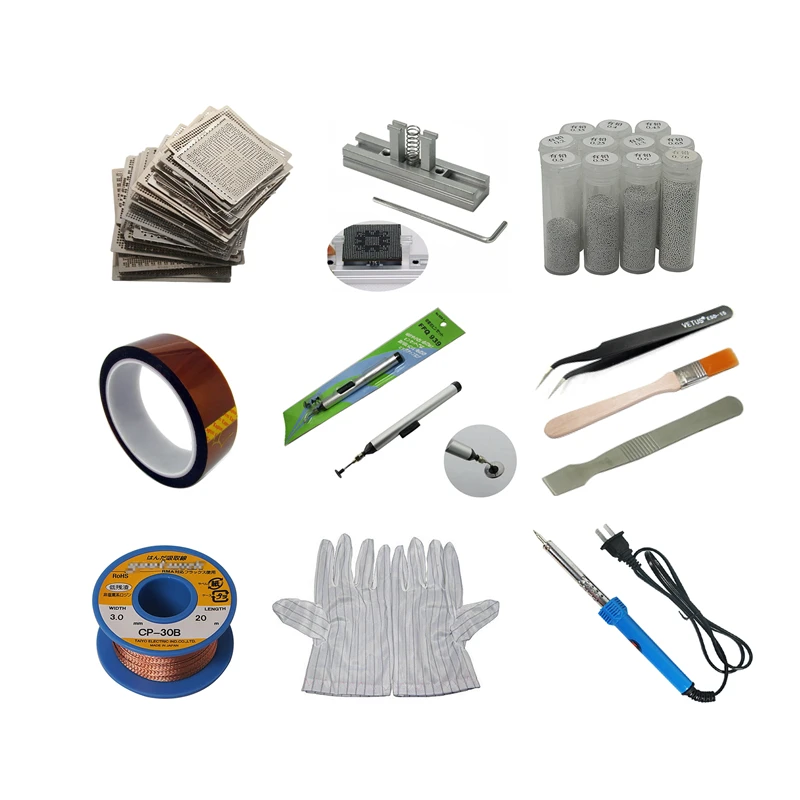 

One set bga reballing kit 341pcs universal stencils solder paste tin balls station bga reball kit for SMT rework repairing