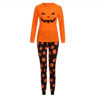 2021 family matching halloween clothing pyjamas 2pcs set t shirtspants women kid baby pumpkin sleepwear nightwear
