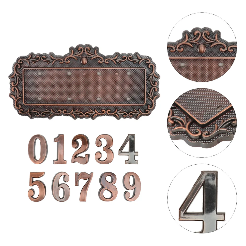 

1 Set of European Embossment Style Doorplate 3D Number Plate Sign (Bronze)