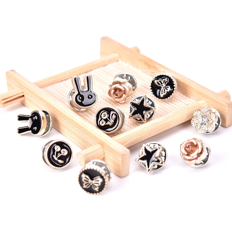 10Pcs Mini Cute Pins Button Flower Pearl Rhinestones Brooch Set Women Suit Sweater Lapel Pin Brooches Collar Badge Jewelry - купить по