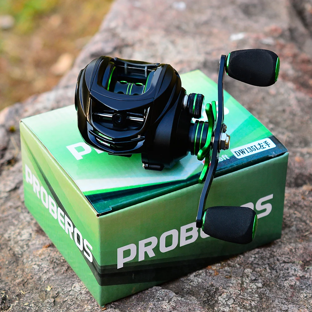 PROBEROS Baitcast Reel 7.2:1 Fishing Black+Green Colors 3+1 Ball Bearings Water Drop10KG Bait casting Hand Wheel | Спорт и