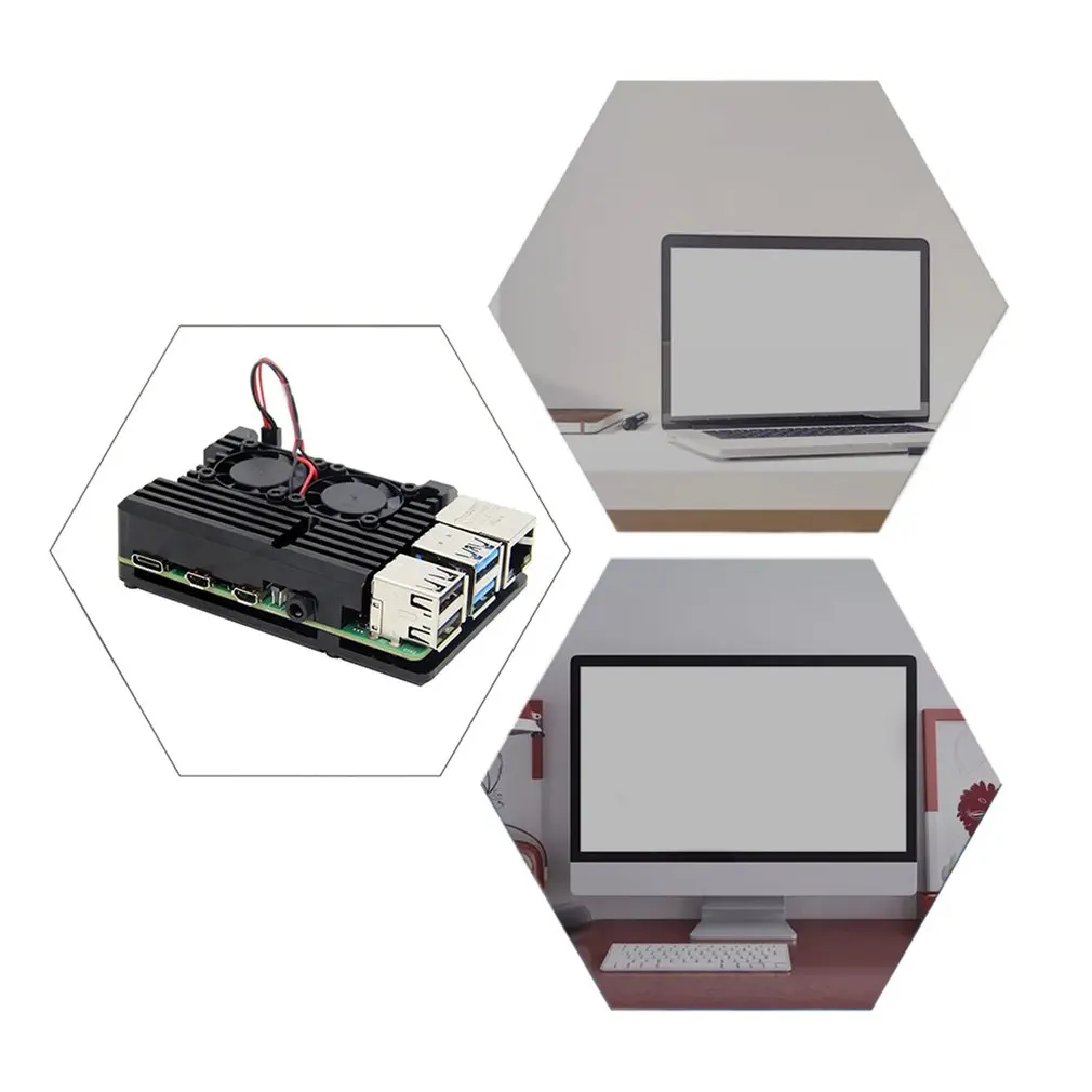 

Raspberry Pi 4/3 Aluminum Case with Dual Cooling Fan Metal Shell Black Enclosure for RPI Raspberry Pi 4B/3B/3B+