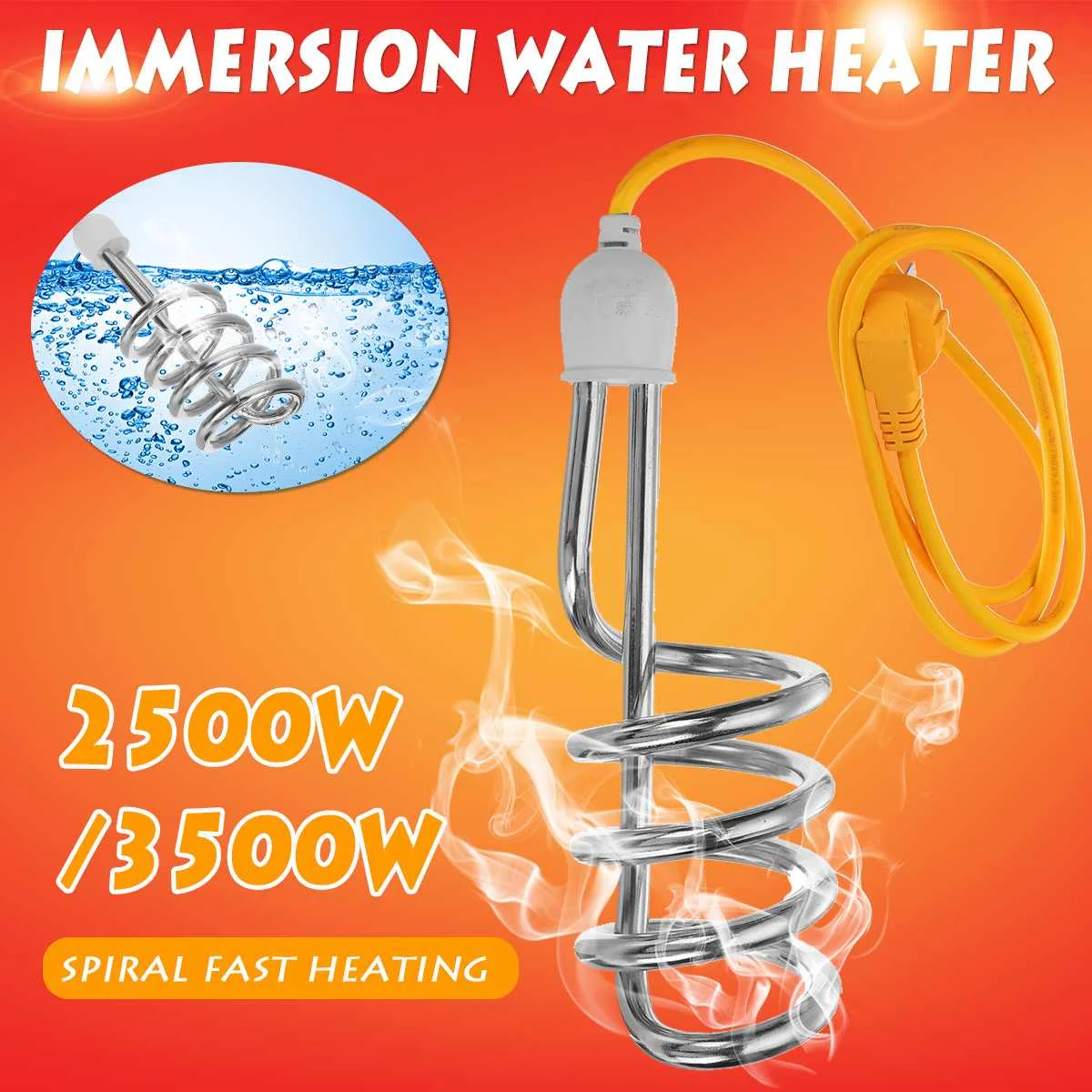 

3500W 220V Portable Immersion Electric Water Heater Boiler Heating Element Can Be Used Travel Bathroom Bathtub Swimming Pool