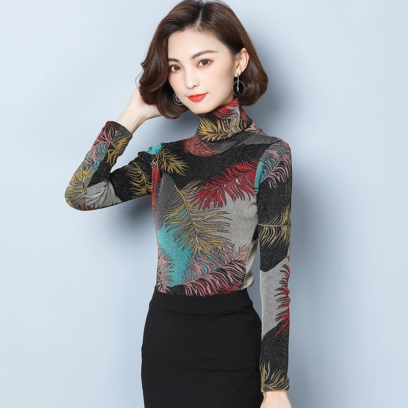 Blusas mujer de moda осень 2020 водолазка с длинным рукавом блузка для женщин рубашки 3XL 4XL