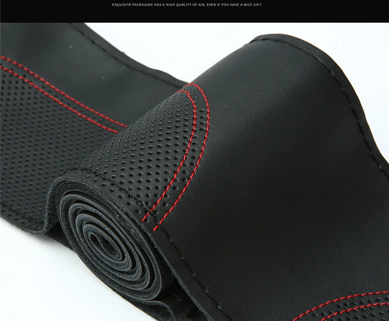 Чехол для руля из воловьей кожи с двойной нитью размер M 38 см | Автомобили и