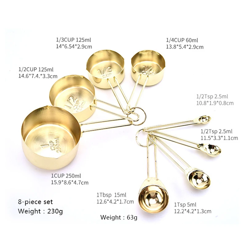 

4Pcs/8pcs Measuring Spoons Set Stainless Steel Rose Gold Measuring Cups Household Tea Coffee Measuring Tools Kitchen Accessories