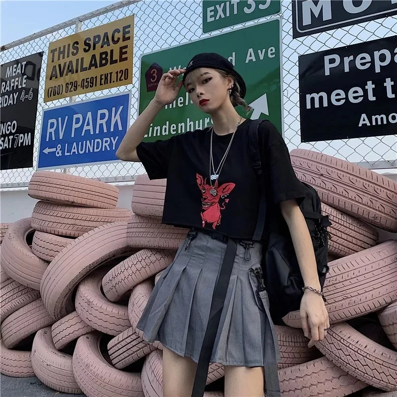 

Japanese Harajuku Women Streetwear Mini Pleated Skirt Gothic Punk Style Skirt Ulzzang Streetwear High Waist Skirts
