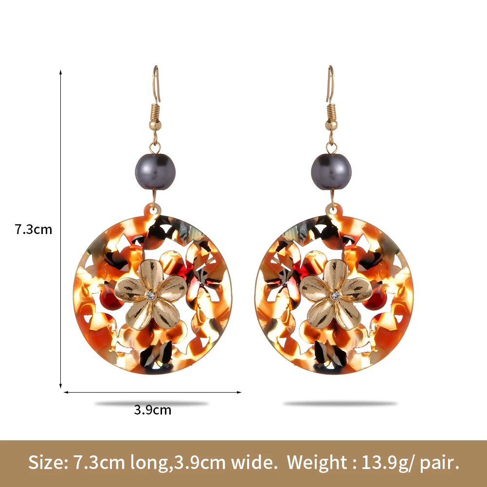 

SophiaXuan Big Geometric Round Earrings 2021 Women Trendy Hawaiian Polynesian Plumeria Drop Earring Earring Jewelry Accessories