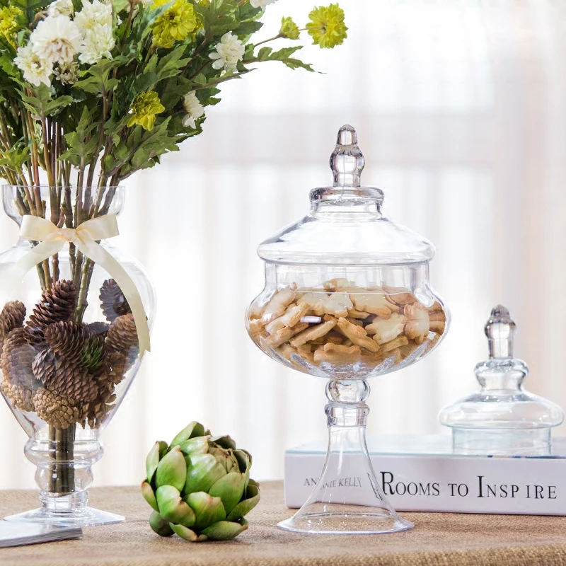 Европейская большая прозрачная банка для конфет стеклянный резервуар с крышкой