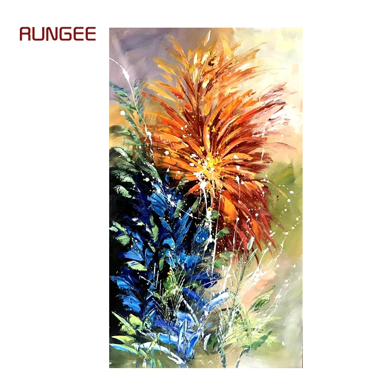 

KOWELL 100% Handpainted Abstract Flower Oil Painting On Canvas Art Gift Home Decor Living Room Wall Art Frameless Picture