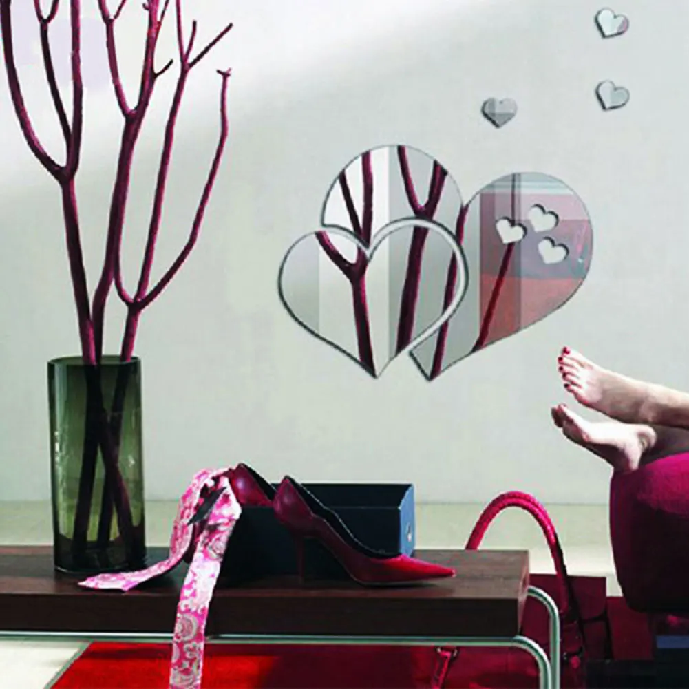 Стикер на стену с изображением сердца в форме зеркальный настенный стикер
