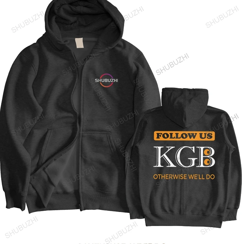 

Funny Follow Us KGB hooded jacket Men sweatshirt Cotton hoody USSR Russia Communism Tops Otherwise we'll do zipper Merch Gift