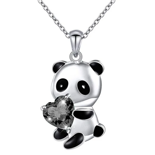 

Glass necklace fashion lovely bear necklace crystal, red heart-shaped hero panda necklace