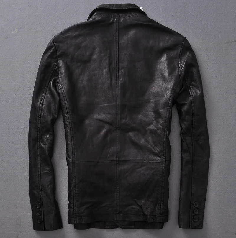Мужская приталенная куртка из натуральной овечьей кожи в итальянском стиле