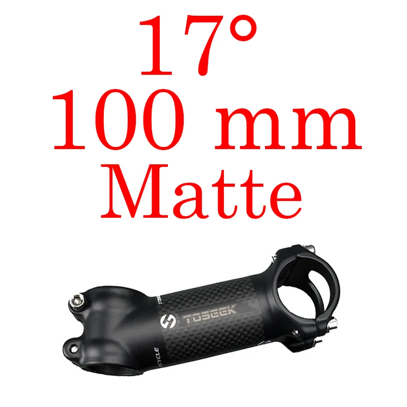 angle 17 Matte 100mm TOSEEK Горный/Шоссейный велосипед Алюминий углерода стволовых коробку подлинной угол 6/17 матовый черный 31,8*60/70/80/90/100/110120 мм 145 г рулевая колонка велосипеда - Цвет: angle 17 Matte 100mm