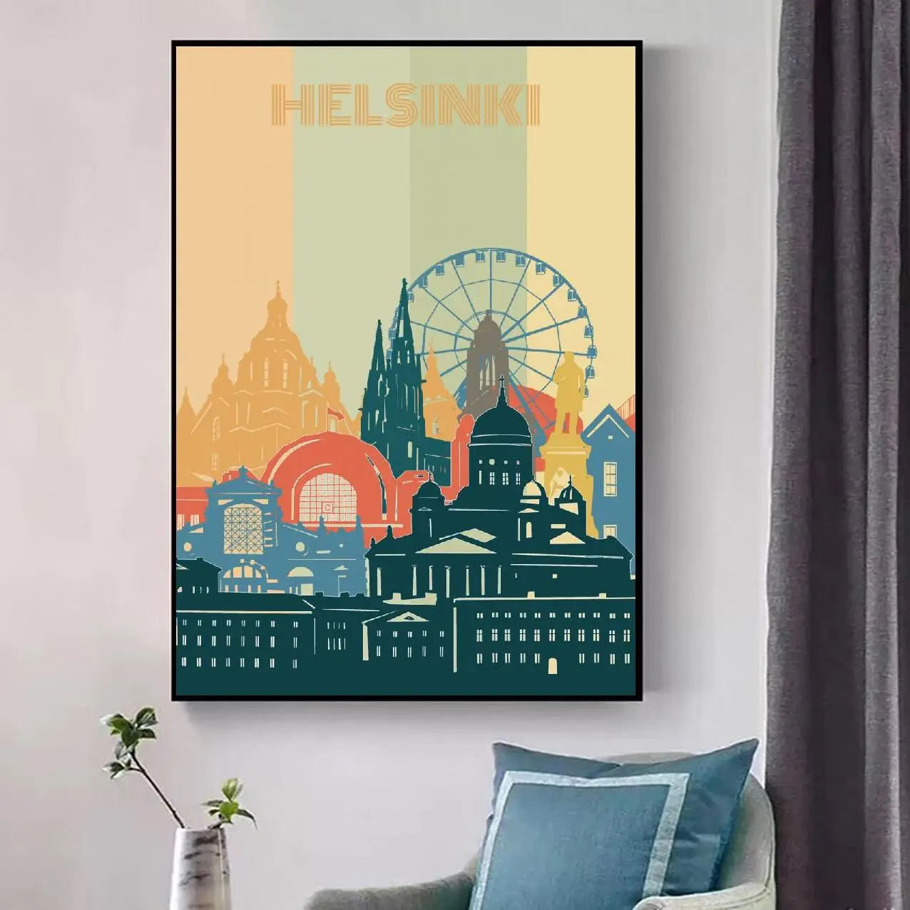 Хельсинки городской Ретро пейзаж холст искусство печать настенный плакат