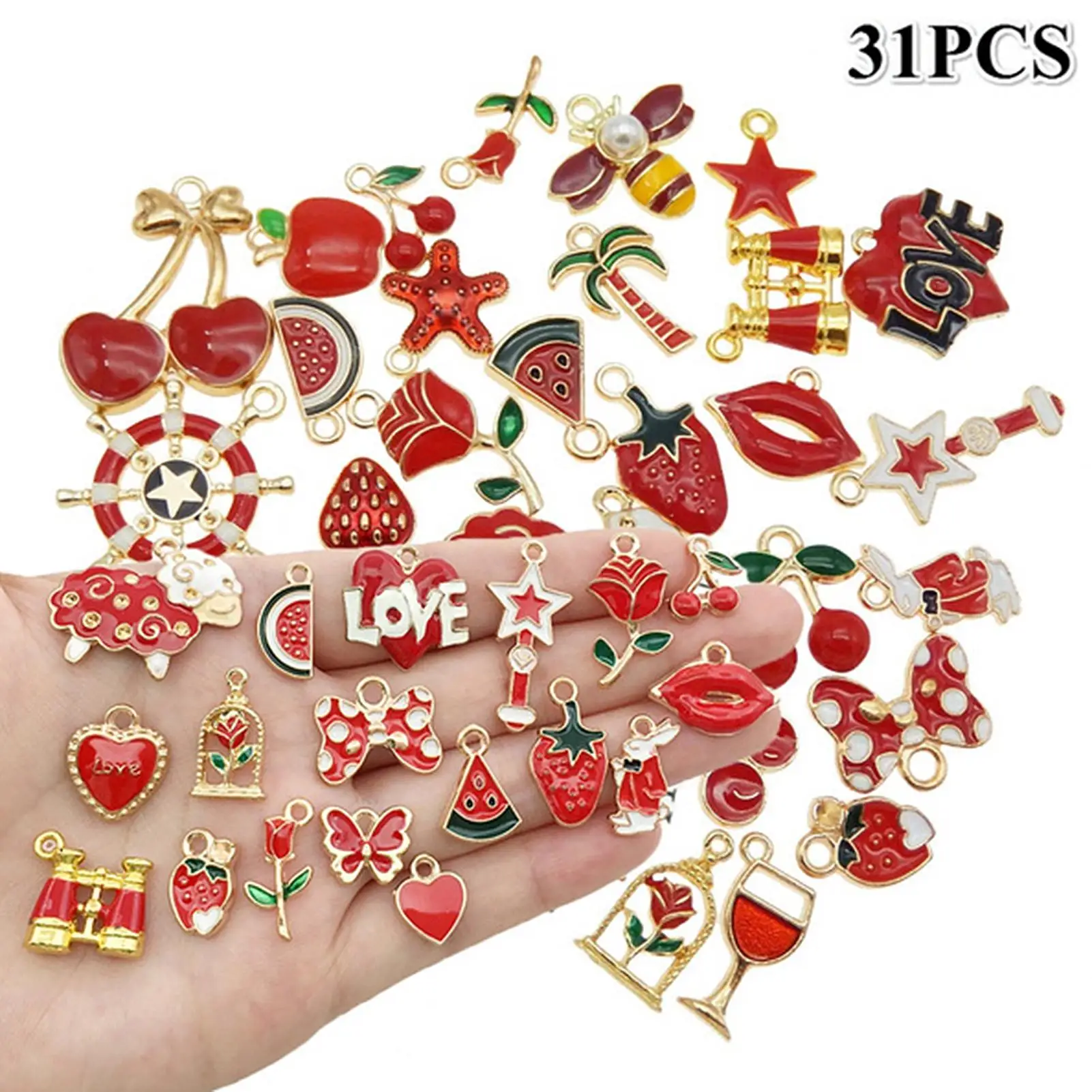 

31pcs Assorted Plated Enamel Animal Star Love Random Charms Pendants for DIY Necklace Bracelet Jewelry Making Accessories