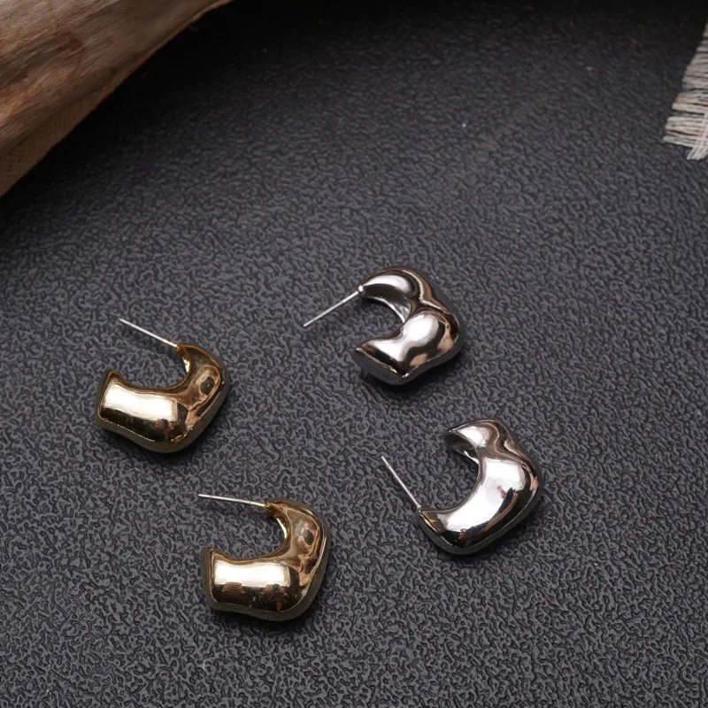 

HANGZHI 2020 New S925 Earring Temperament Design Personality Metal Irregular Stud Earrings For Women Girls Party Jewelry Gift