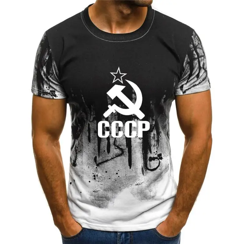 Мужская летняя футболка CCCP русские 3d футболки мужская СССР Советский Союз с