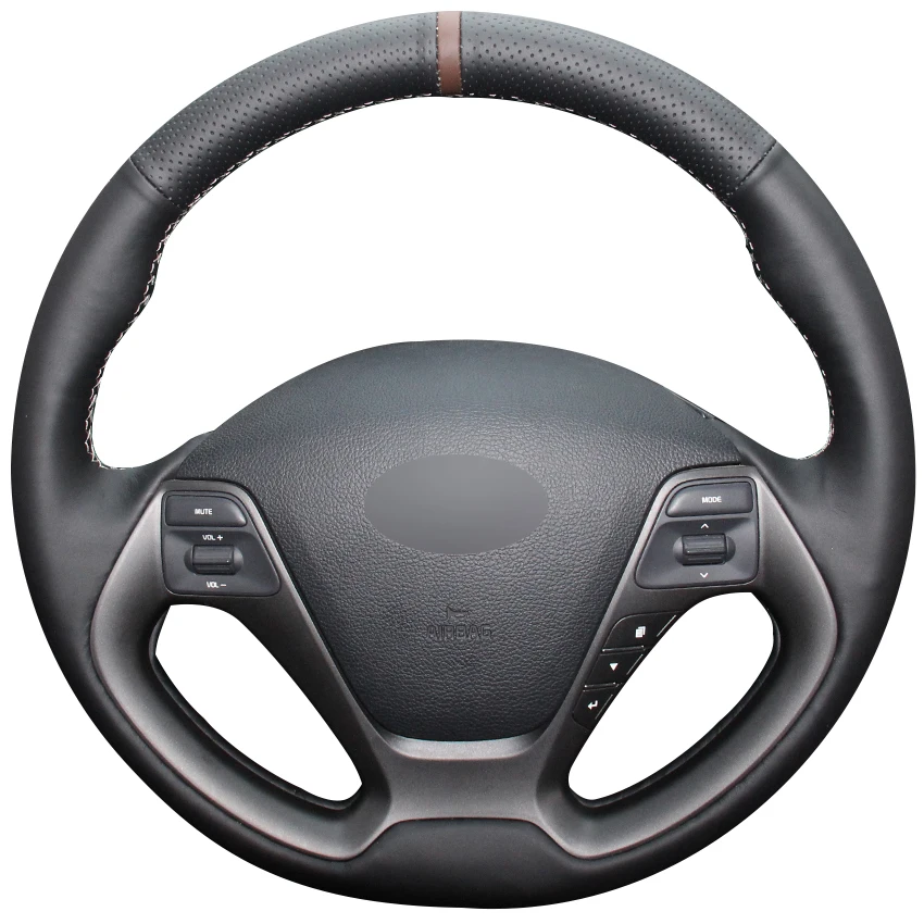 

Black Natural Leather Coffee Marker Steering Wheel Cover for Kia K3 2013 K2 Rio 2015 2016 Ceed Cee'd 2012-2017 Cerato 2013-2017