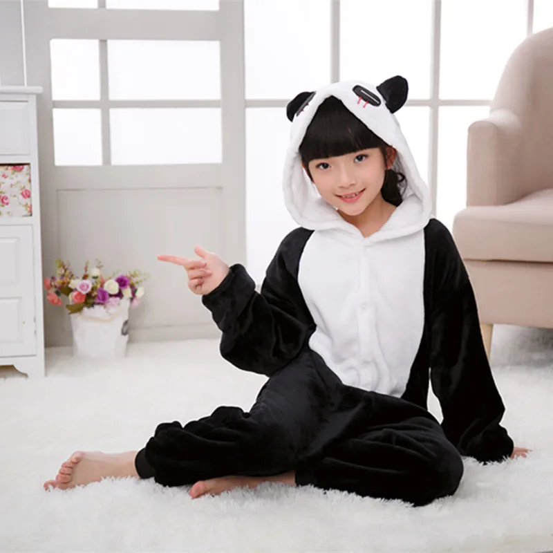 Черный Kigurumi Onesie/Детские пижамы с единорогом для детей, одеяло с рисунками животных, детские пижамы, зимний костюм для мальчиков и девочек, Licorne Jumspuit - Цвет: Черный