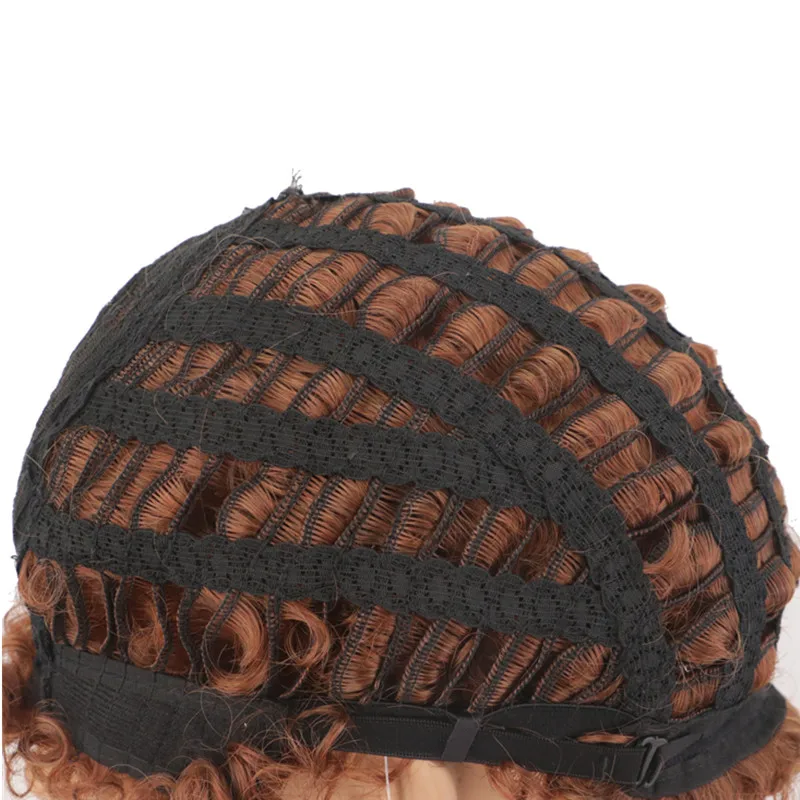 

QQXCAIW Short Afro Kinkly Curly Wig for Women Synthetic Fiber Light Brown Hair Wigs Black African American Cute Wig Natural