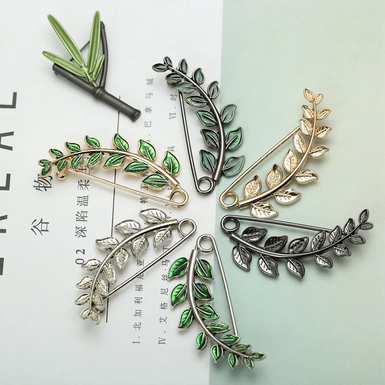 Модная глазурованная брошь i Remiel в виде бамбукового листа и пера булавки броши