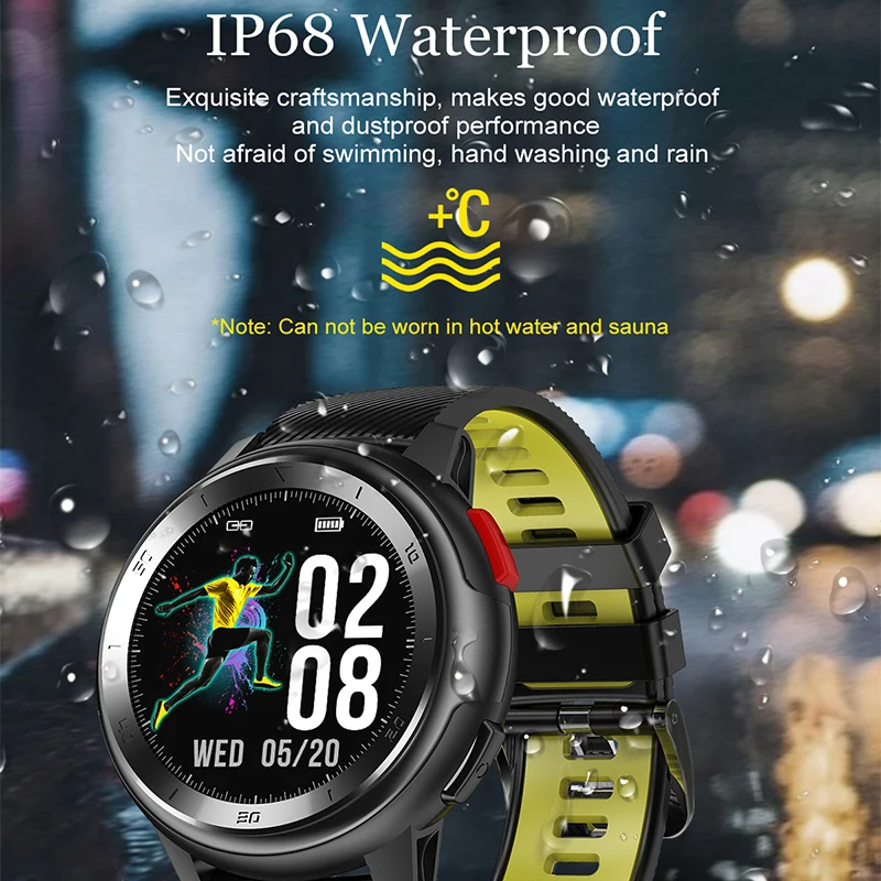 

Full Touch Waterproof DT68 ECG Heart Rate Blood Oxygen Health Tracker Smart Watch Sport Women Men Smartwatch
