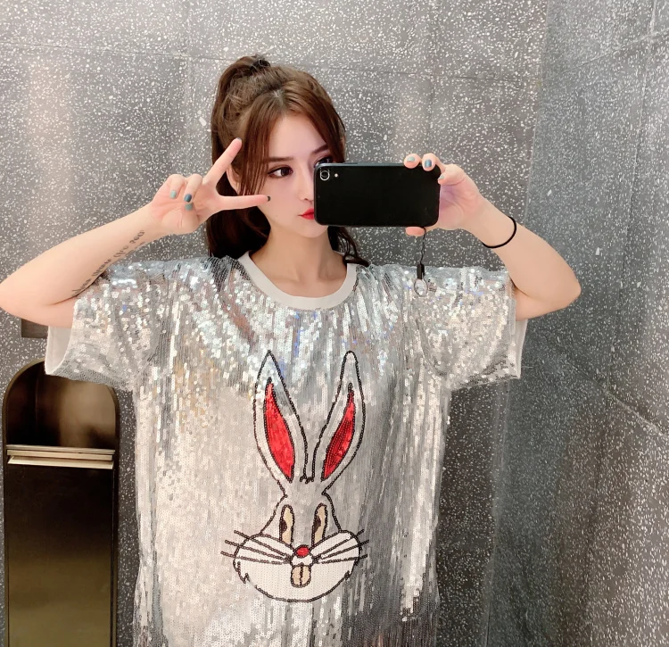 

Starling 2019 summer new Korean fashion heavy work sequins tassels small sexy dress female long skirt