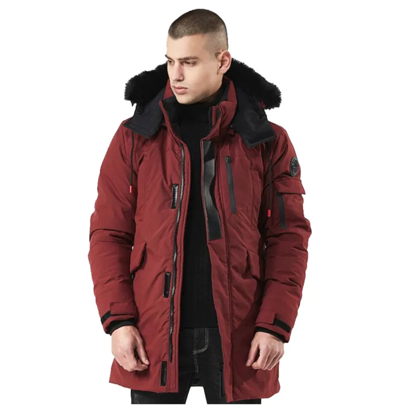 Новинка зимнее теплое пальто Мужская ветровка утепленная куртка с мехом и
