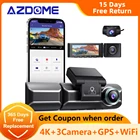 AZDOME Автомобильный видеорегистратор 3 камеры 4K + 1080 RearCam 800MP Фронтальная (Бесплатная 64G TF) Встроенный GPS WiFi Автомобильная камера ИК ночного видения управление приложением