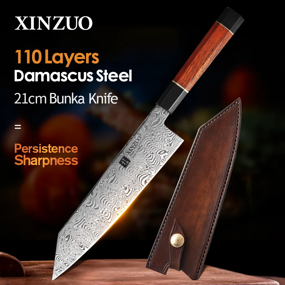 XINZUO 8 5 ''Bunka нож из палисандра и буйвола с восьмиугольной ручкой 110 слоев