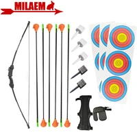 1set 15lbs archery recurve bow and arrow set sucker arrows target paper target pin protective gear set gift shooting accessories