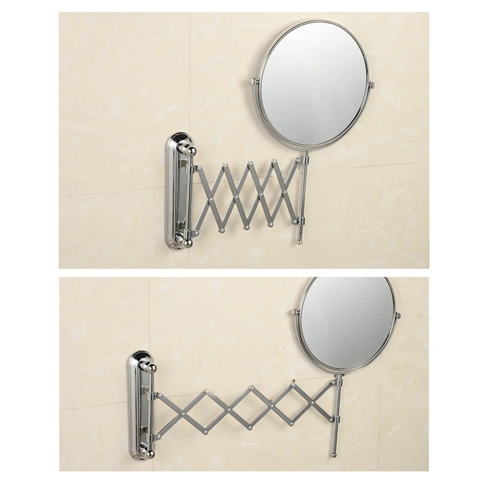 

6 Inch 3X Magnifying Round Wall Mirror Two-Sided Retractable Bathroom Mirror 360 Degree Swivel Makeup Mirror