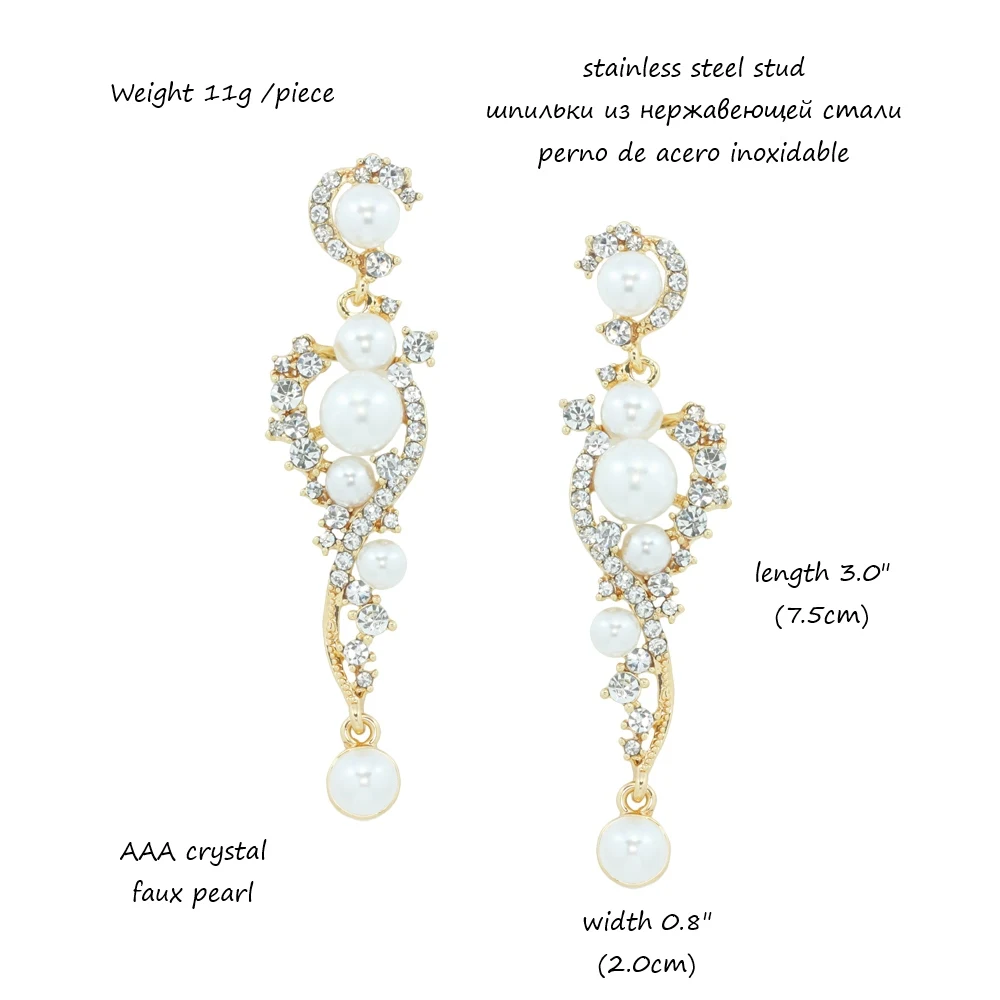 Свадебные серьги для невесты хрустальные серьги-подвески Стразы серебристого