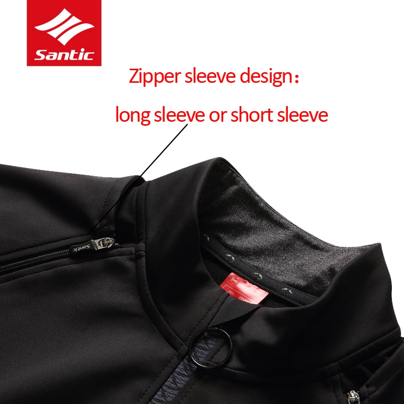 Santic мужские куртки для езды на велосипеде со съемными рукавами сохраняющие тепло