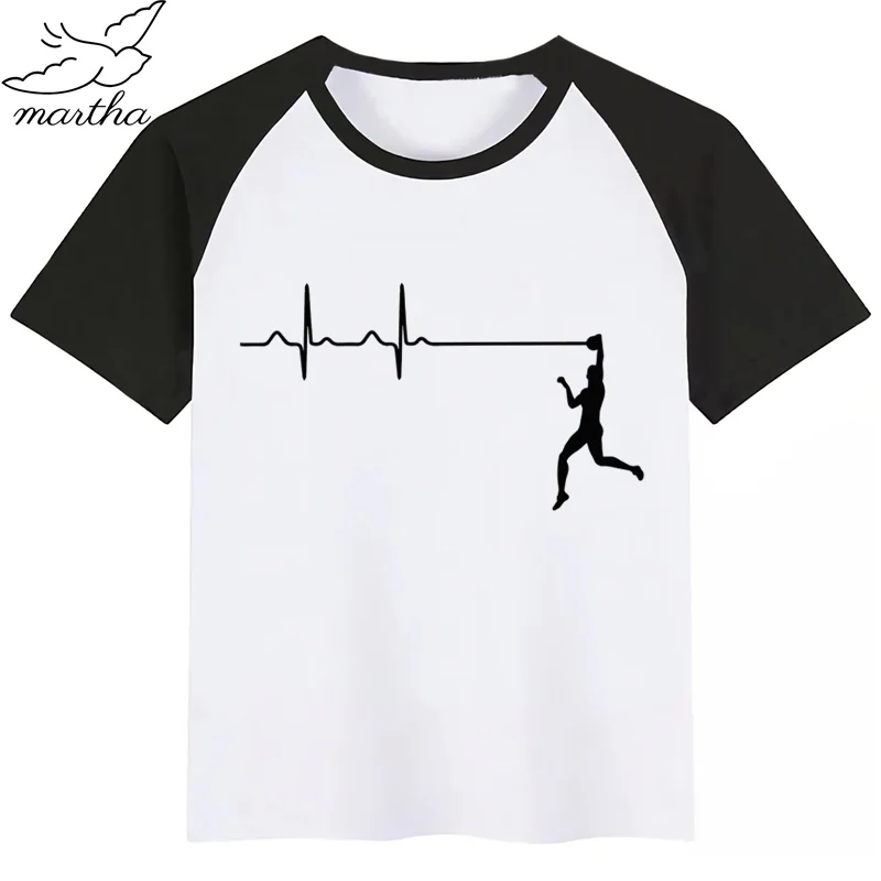 Летние топы для мальчиков и девочек с принтом сердцебиение Волейбольного мяча