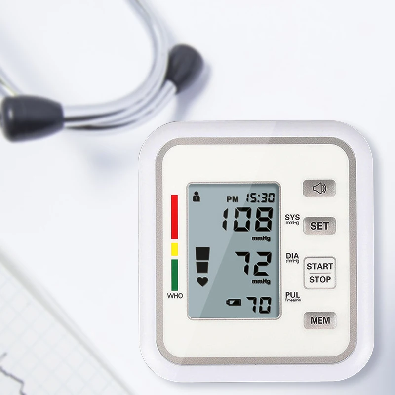 

LCD Display Blood Pressure Monitors Upper Arm Cuff Sphygmomanometers Household Digital Tonometer Portable Tensiometer