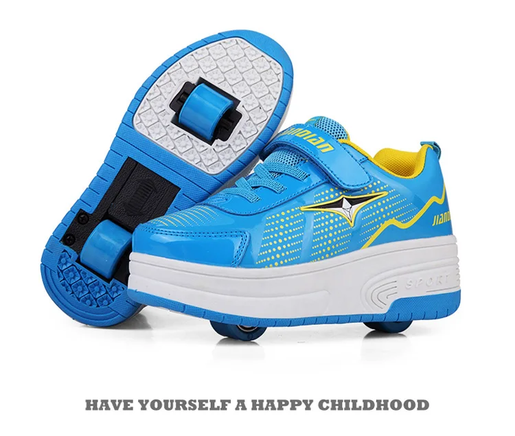 EUR 28-42 NEW Children Junior Roller Skate Shoes Kids Sneakers With Two heelies Boys Girls Wheels Shoes Adult Casual boys Shoes