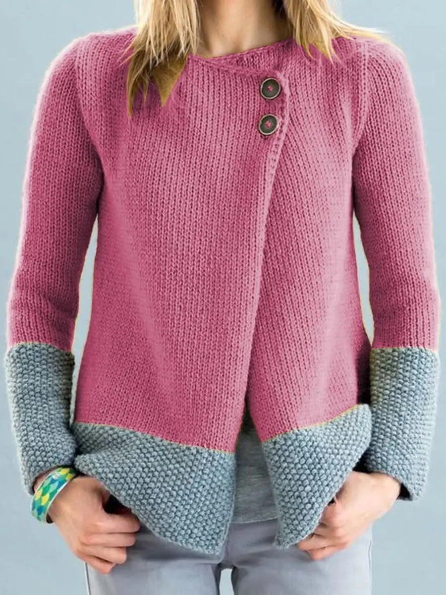 Женский свитер с круглым вырезом кардиган Повседневный на пуговицах длинным