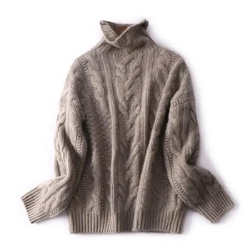 

New Style Autumn And Winter Cashmere Wool Sweater Female Short Paragraph Loose Thick Half-high Collar Sweater Bottoming Sweater