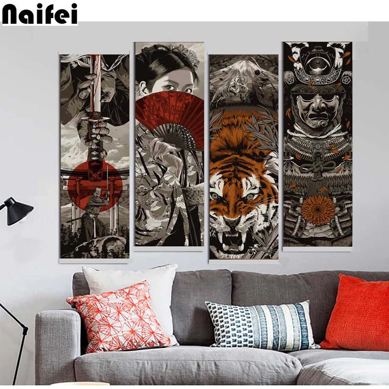 Алмазная 5d Вышивка сделай сам картина из страз с японским Самураем фехтователем