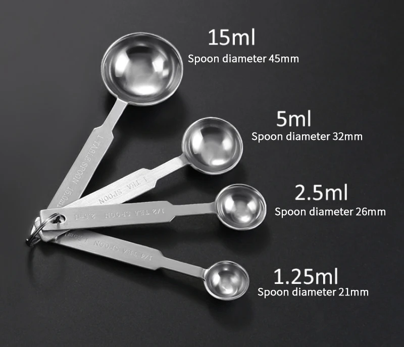 

5/4 шт. Нержавеющая сталь Кухня мерные ложки чайная ложка Кофе Ложка для сахара для выпекания хлебобулочных изделий муки измерительная чашк...