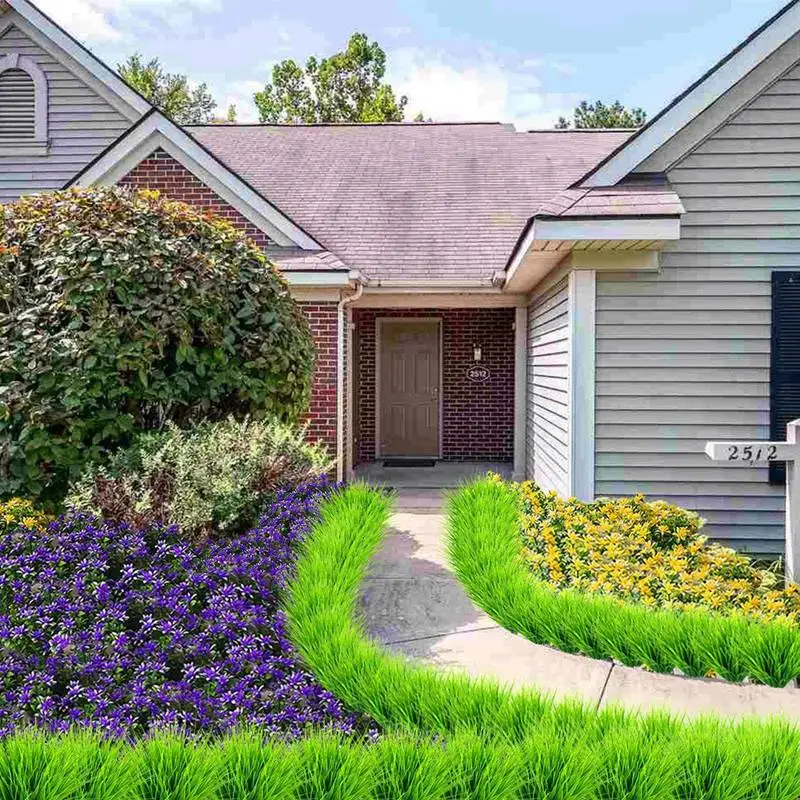 Искусственные растения для улицы 8 шт. пластиковые зеленые кустарники пшеничная