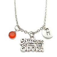 nurses call the shots necklace birthstone creative letter monogram fashion jewelry women christmas gifts accessories pendant