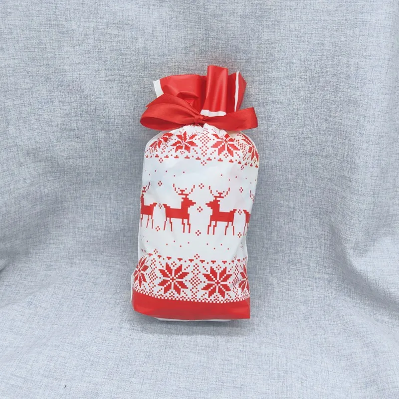 50pcs/Pack Christmas Candy Gift Bags Cookies Bag Merry Party lovely Plastic Pocket Ribbon Packages |