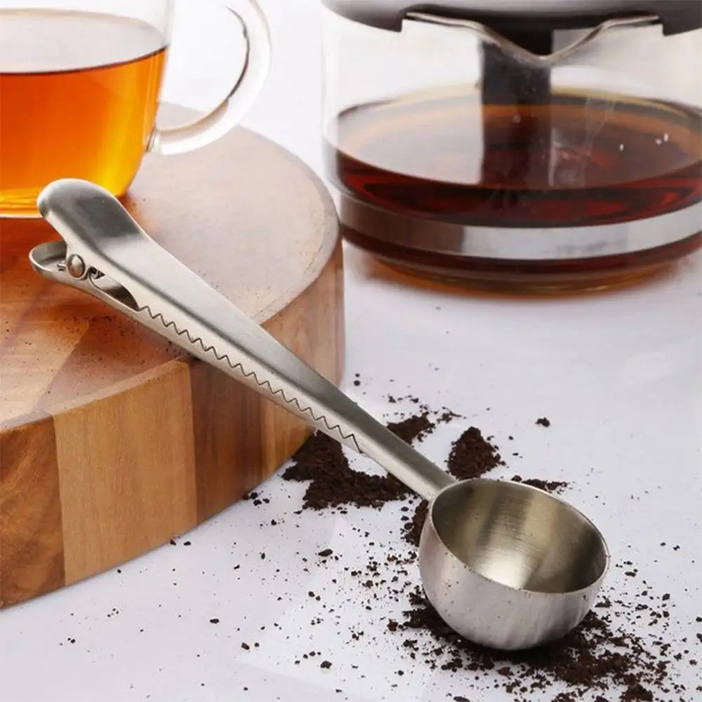 

Stainless Steel Coffee Scoop with Clip Multifunction Coffee Tea Measuring Scoop Kitchen Supplies Coffee Measuring Scoop Spoon