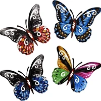 4pcs metal butterfly wall decoration hanging sculpture garden yard decor for patio outdoor statues