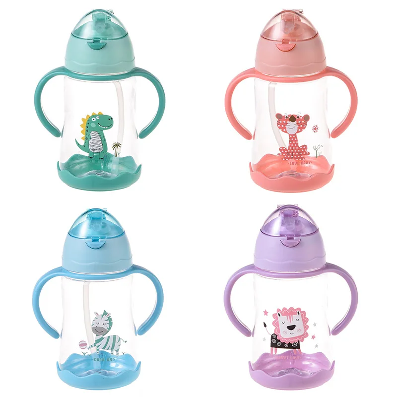 

Baby Sippy Cup with Handle Cartoon Baby Cup Drinking Cup Children Learn To Drink Cup Kindergarten Milk Water Bottle