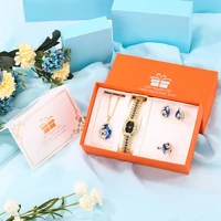 top luxury womens royal watches necklace earring ring set charm pendant ladies dress watch exquisite gifts sets box for women